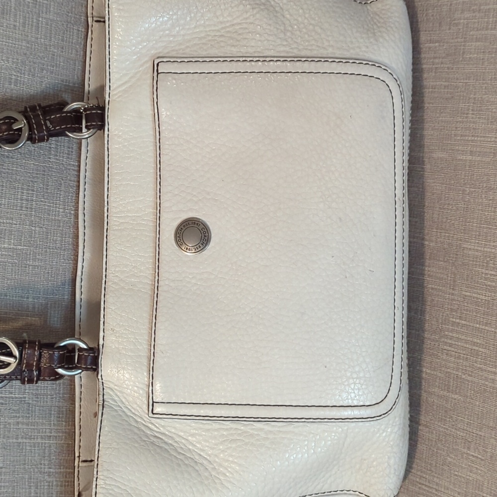 Coach Chelsea East West Leather Shoulder Bag Tote Sand Cream Brown - Picture 3 of 12